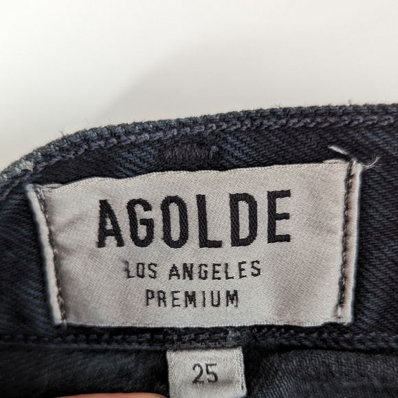 AGOLDE Riley Jeans High Rise Straight Raw Hem Parish Black 25  Aritzia - Picture 12 of 14